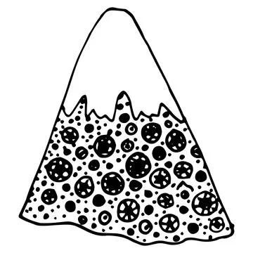 A mountain with a texture of circles and dots. a hand-drawn sketch-style Stock Illustration