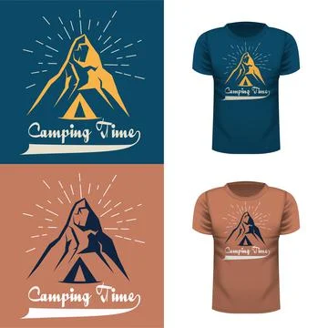 Mountain theme. Camping time. Adventure outdoors. Vector image for t-shirts o Stock Illustration