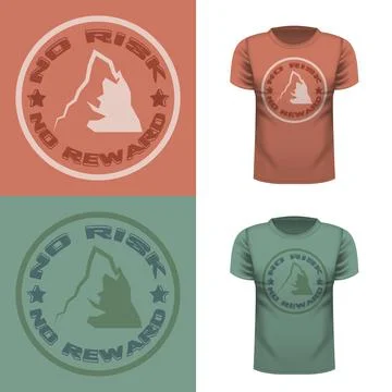 Mountain theme. No risk no reward. Adventure outdoors. Vector image for t-shi Stock Illustration