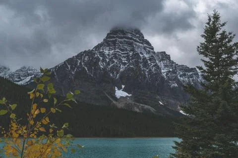 Mountain through the trees Stock Photos