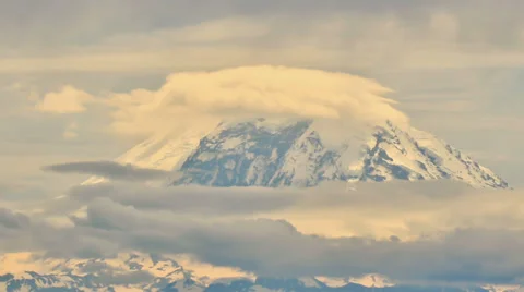 Mountain Time Lapse Mt Rainier Zoom Stock Footage 32024887