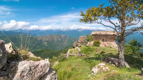 Mountain time lapse with old ruins Stock-Footage 58617075