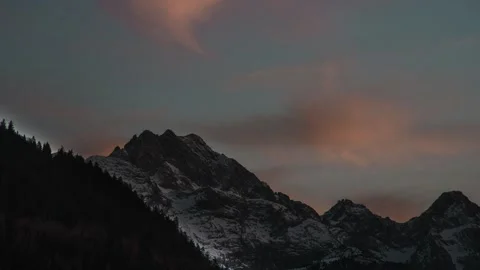 Mountain Time Lapse Showing Sunset Transition from Golden Hour to Darkness Stock Footage 331166459