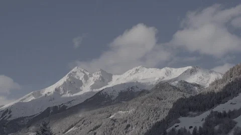 Mountain timelapse, blue sky, snow, view, Pyrenees, LOG Stock Footage 81276105