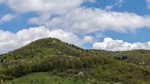 Mountain timelapse with dense clouds in the sky Stock Footage 74688170