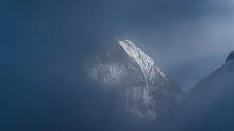 Mountain Timelapse of Machhapuchhre from Annapurna Base Camp Stock Footage 140931586