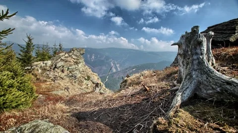Mountain timelapse with rock Stock Footage 67627370