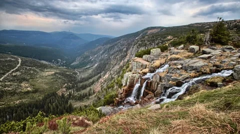 Mountain timelapse with waterfalls Stock Footage 67627384