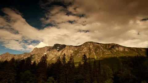 Mountain Timelapse with White Clouds Over Blue Sky HD Video 動画素材 92368742