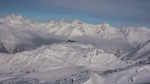 Mountain top cable car station Ischgl time lapse ultra HD Stock Footage 36149658
