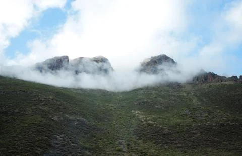 Mountain top with clouds. Landscape. Stock Photos