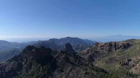 Mountain top flyover ayacata Stock Footage 100713717