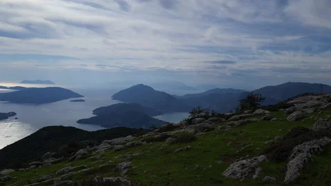 Mountain top panorama. Stock Footage 164770876