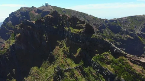 Mountain top ridge path by drone aerial Stock Footage 126454653