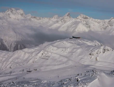 Mountain top ski infrastructure time lapse film 4K Stock Footage 36149638