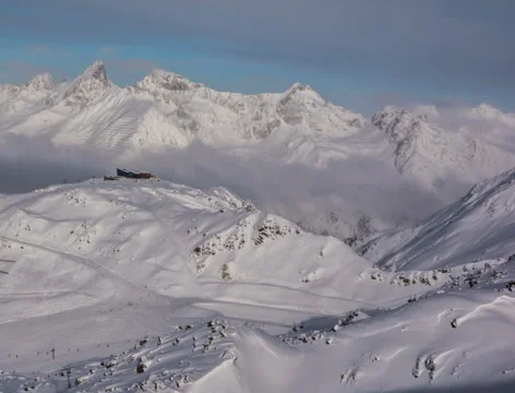 Mountain top ski lift clouds time lapse film 4K Stock Footage 36149618