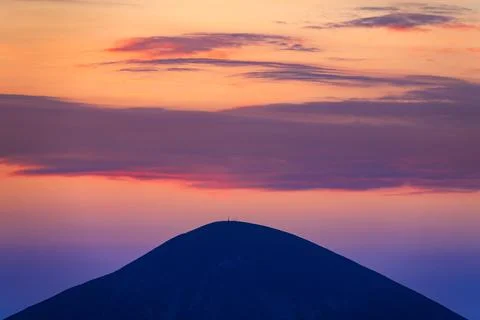 Mountain top at the sunset. 스톡 사진