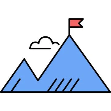 Mountain top vector goal path to success icon Stock Illustration