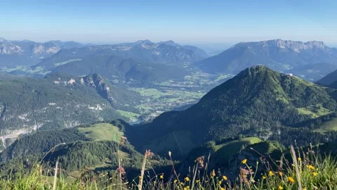 Mountain top view of Berchtesgaden and Mt. Jenner Stock Footage 246420192