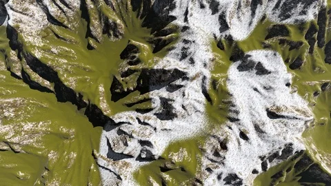 Mountain Top View With Grass and Snow, 3D Rendering, 4k Stock Footage 120397080