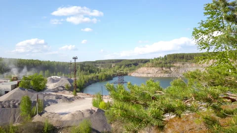 Mountain Top View of Lake Stock Footage 275203771