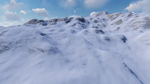 Mountain Top View in Winter With Snow 4K Animation 3D Rendering Stock Footage 122249440