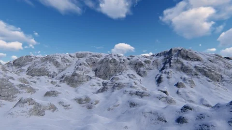 Mountain Top View in Winter With Snow 4K Animation 3D Rendering Stock Footage 122249505