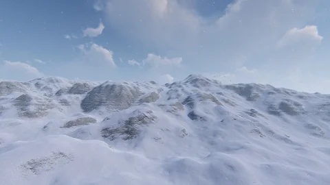 Mountain Top View in Winter With Snow 4K Animation 3D Rendering Stock Footage 122249690