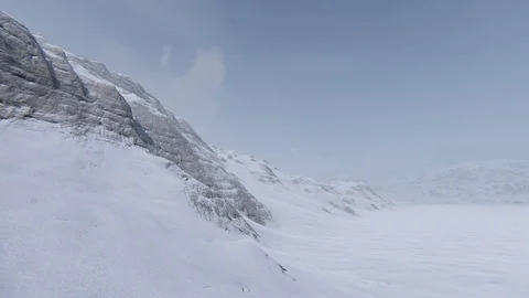 Mountain Top View in Winter With Snow 4K Animation 3D Rendering Stock Footage 122249722