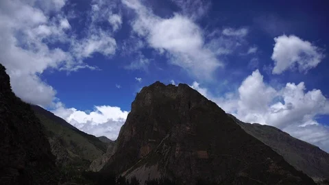 Mountain Top White Clouds Blue Sky [Timelapse] Stock Footage 88390662