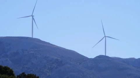 Mountain top wind farm. Stock Footage 220063170