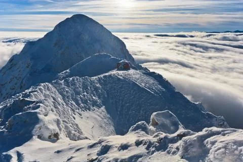 Mountain top in winter Stock Photos