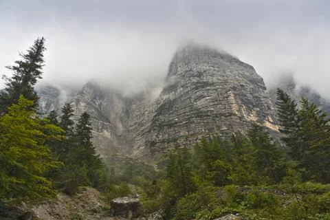 Mountain tops in the clouds Stock Photos
