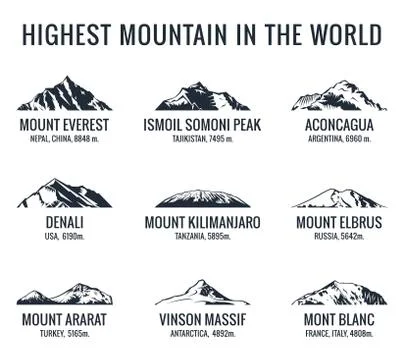 Mountain tourist vector logos set. Posters adventures outdoors. Icons of the Stock Illustration