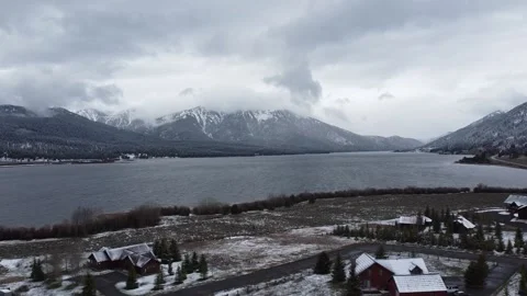 Mountain Town Aerial Stock Footage 170395461
