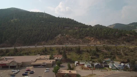 Mountain Town Construction Zone Stock Footage 84956938