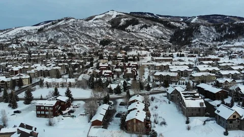Mountain town drone shot Stock Footage 103233957