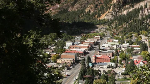 Mountain Town Overlook Alpine Setting Stock Footage 33726725
