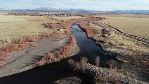 Mountain Town River Stock Footage 101042824