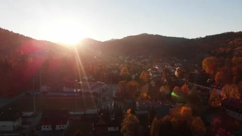 Mountain Town sunset Video stock 196420117