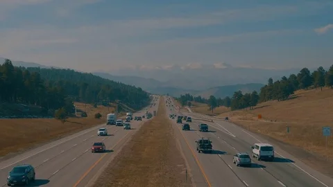 Mountain Traffic Overpass Stock Footage 83671856