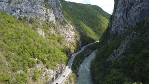Mountain traffic valley river Stock-Footage 273210615
