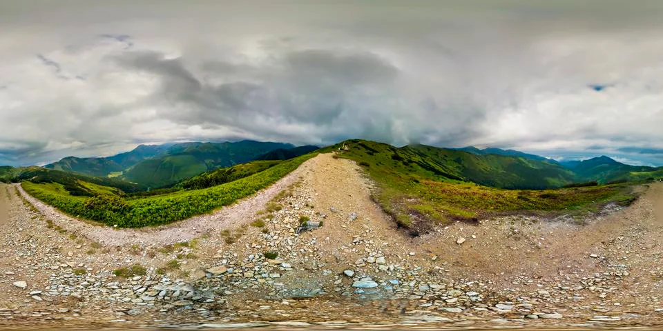 Mountain Trail in 360 VR Virtual Reality Panorama Stock Photos