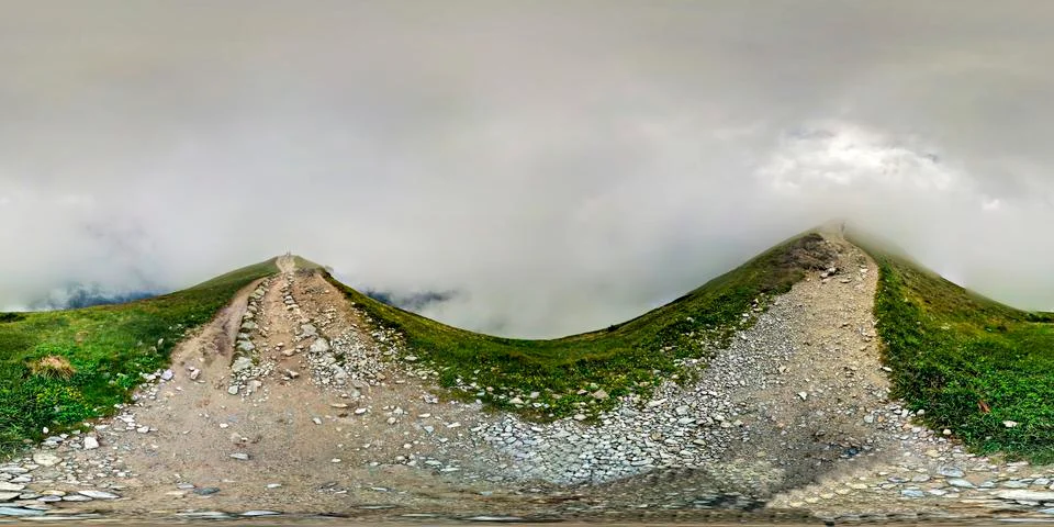 Mountain Trail in 360 VR Virtual Reality Panorama Stock Photos