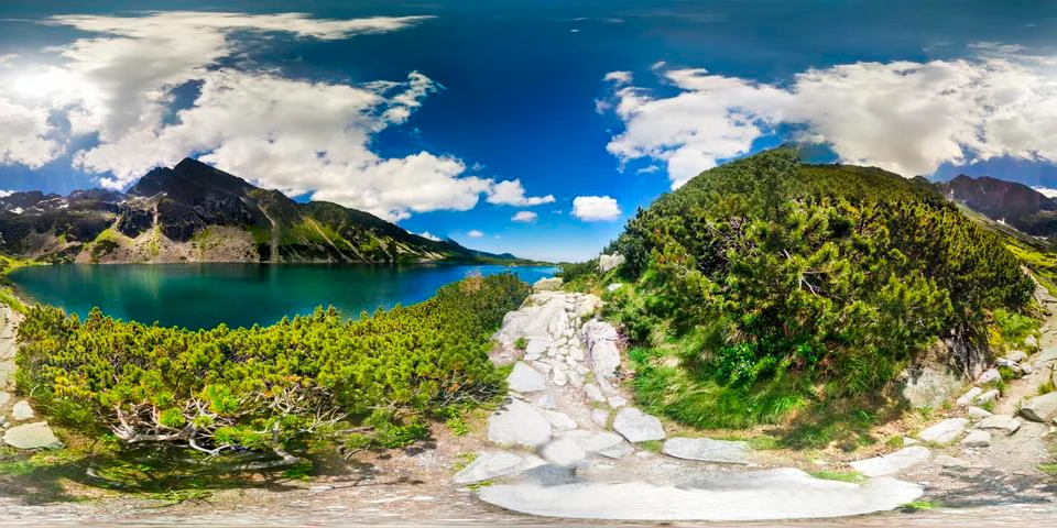 Mountain Trail in 360 VR Virtual Reality Panorama Stock Photos