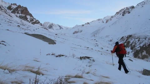 On a mountain trail Stock Footage 60118966