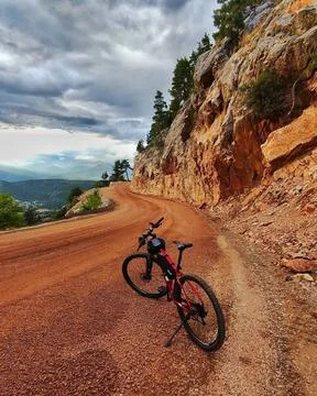 Mountain trail riding Stock Photos