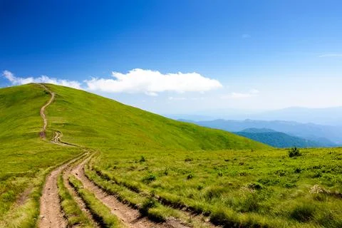 Mountain trail to the top of the summit Stock Photos