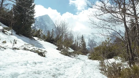 Mountain trail in the valley with a view of the mountains Stock Footage 109389315