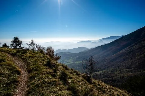 Mountain Trail with Valley View Stock Photos